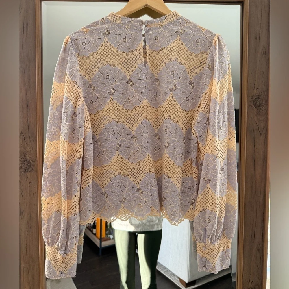 Anthropologie Dolan Left Coast Lace Mock Neck Blouse